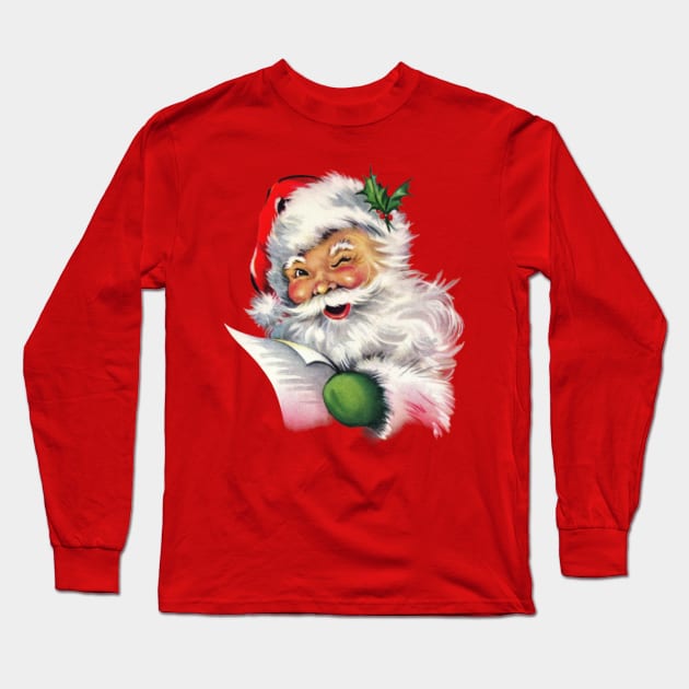 Vintage Santa Long Sleeve T-Shirt by TooplesArt